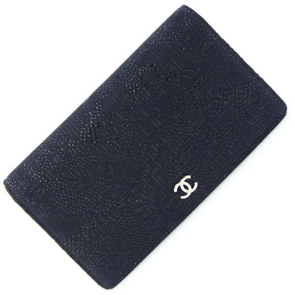 CHANEL Blue Leather Logo Wallet - Picture 1 of 9